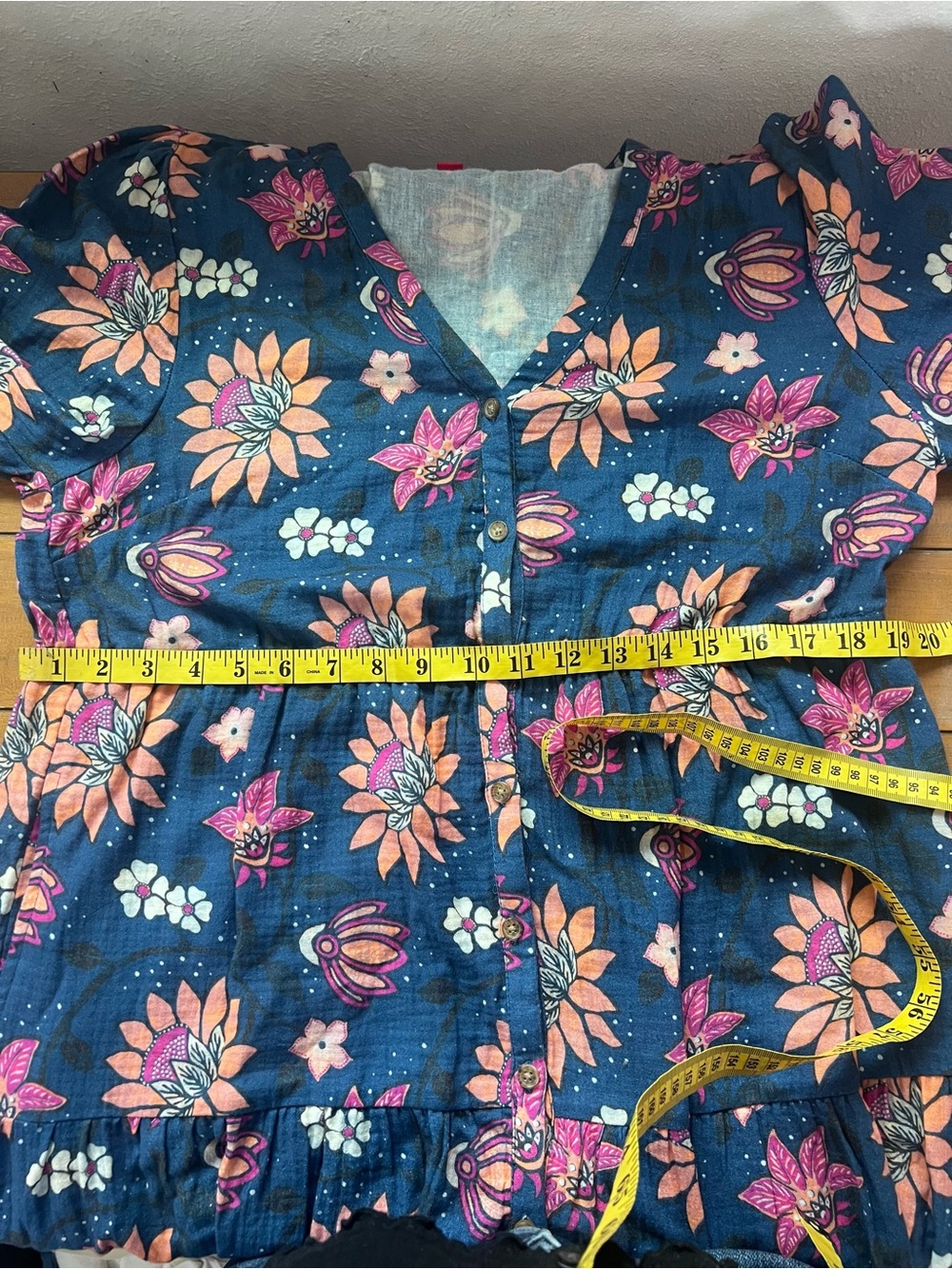 Marine Layer Willow Midi Dress in Floral Batik Blue Pink Natural Fiber Size XL - Picture 16 of 16